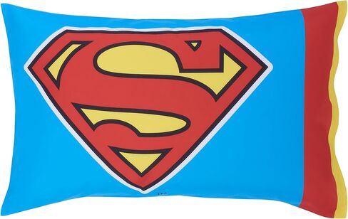 طقم سرير الأطفال NoJo Superman Up in The Sky المكون من 4 قطع يتضمن لحافًا وملاءة سفلية جاهزة وملاءة علوية مسطحة وغطاء وسادة ذو وجهين يناسب مرتبة الأطفال القياسية (منتج مرخص رسميًا) in Kuwait