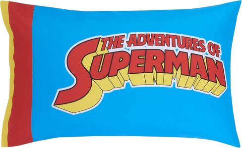 طقم سرير الأطفال NoJo Superman Up in The Sky المكون من 4 قطع يتضمن لحافًا وملاءة سفلية جاهزة وملاءة علوية مسطحة وغطاء وسادة ذو وجهين يناسب مرتبة الأطفال القياسية (منتج مرخص رسميًا) in Kuwait