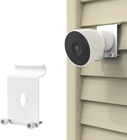 حامل جانبي من الفينيل متوافق مع Google Nest Cam Outdoor (سلكي، الجيل الثاني)، دعامة تثبيت للكاميرا الخارجية بدون مثقاب (أبيض، عبوة واحدة) in Kuwait