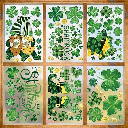 DECORWELL 500Pcs St. Patrick's Day Stickers Roll, Shamrock Stickers for St Patricks Day Decorations, Lucky Clover Self-Adhesive Laser Seal Labels Decor for Irish Party Envelope Cards Gift Bags in Saudi Arabia