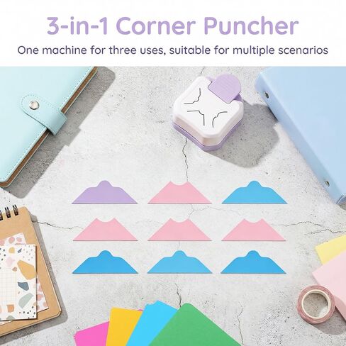 3-in-1 Decorative Corner Punch – Multi-Function Paper Punches for Photo Business Card, Scrapbooking, DIY Craft, Fits Storage Box for Home/Office​ (Purple) in Saudi Arabia