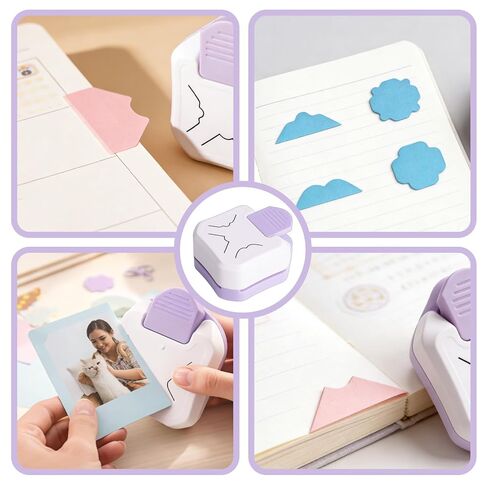 3-in-1 Decorative Corner Punch – Multi-Function Paper Punches for Photo Business Card, Scrapbooking, DIY Craft, Fits Storage Box for Home/Office​ (Purple) in Saudi Arabia