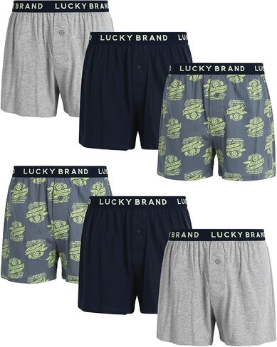 ملابس داخلية للرجال من Lucky Brand - بوكسرات منسوجة من القطن بنسبة 100% (عبوة من 6 قطع) in Saudi Arabia