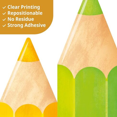 DECOWALL Extra Large Colored Pencil Wall Decals – Giant Rainbow Crayon Border Stickers for Classroom, Kids Bedroom, Nursery & Playroom Decor (SG4-2522) in Kuwait