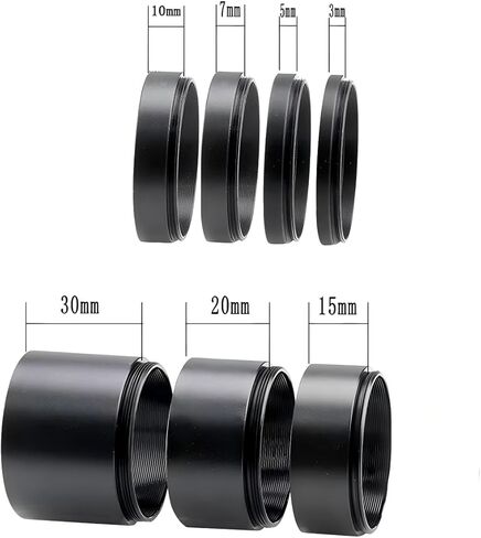 مجموعة أنبوب تمديد T2 M42x0.75mm - 7 قطع 3/5/7/10/15/20/30 مم حلقات فاصل ذكر وأنثى لتعديل تركيز التلسكوب، والتصوير الفلكي والتصوير الكلي in Kuwait