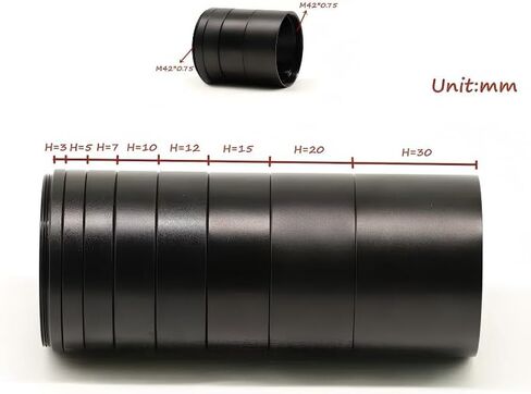 مجموعة أنبوب تمديد T2 M42x0.75mm - 7 قطع 3/5/7/10/15/20/30 مم حلقات فاصل ذكر وأنثى لتعديل تركيز التلسكوب، والتصوير الفلكي والتصوير الكلي in Kuwait