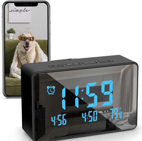 1080P WiFi Security Camera with Clock – Indoor Nanny Cam Featuring Motion Detection & Night Vision for Baby & Pet Monitoring in Kuwait