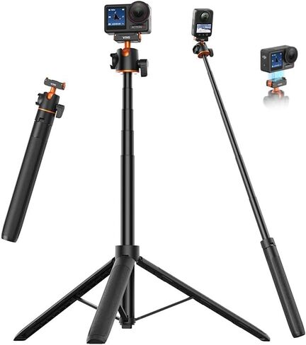 VRIG 55" Osmo Action 5Pro Selfie Stick Tripod, 2-in-1 Extendable Handle with Magnetic Quick Release & 360° Ball Head Compatible with DJI Osmo Action 5Pro/4/3,OSMO 360 for Vlog Video Recording in Kuwait