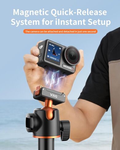 VRIG 55" Osmo Action 5Pro Selfie Stick Tripod, 2-in-1 Extendable Handle with Magnetic Quick Release & 360° Ball Head Compatible with DJI Osmo Action 5Pro/4/3,OSMO 360 for Vlog Video Recording in Kuwait