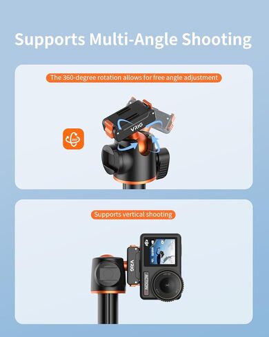 VRIG 55" Osmo Action 5Pro Selfie Stick Tripod, 2-in-1 Extendable Handle with Magnetic Quick Release & 360° Ball Head Compatible with DJI Osmo Action 5Pro/4/3,OSMO 360 for Vlog Video Recording in Kuwait