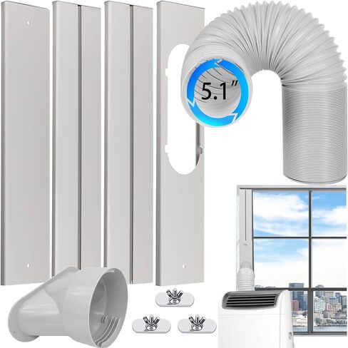 Nihoney Portable Air Conditioner Window Vent Kit with Exhaust Hose 5.1 Inch Diameter, Adjustable 59 Inch Length Exhaust Hose for AC Seal Plate with Universal for Sliding Window. in Saudi Arabia