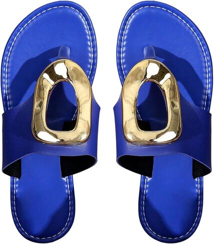 GORGLITTER Women's Gold Flip Flops 2026 Dressy Open Toe Flat Sandals Beach Vacation Slip on Slides Shoes in Kuwait