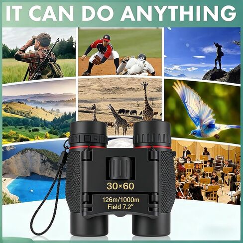 Compact Binoculars for Adults & Kids, Adjustable Scope with Large Eyepiece & Low Light Vision, High Powered Easy Focus Binoculars for Bird Watching, Hunting, Travel, Sightseeing in Kuwait