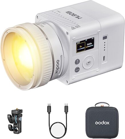 مصباح فيديو Godox ML80Bi LED، مصباح LED محمول ثنائي اللون 2800-6500K، 29600Lux CRI/TLCI≈97، أوضاع 11FX، التحكم في التطبيق (80، واط) in Kuwait