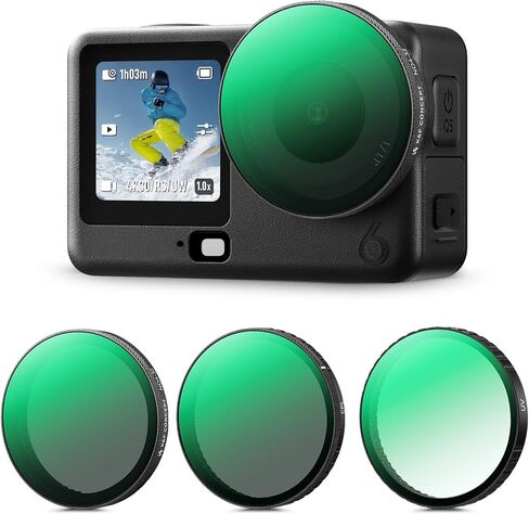 K&F CONCEPT Snap On Filter Kit Compatible with DJI Osmo Action 6, 3 Pack CPL UV ND4-32 Polarizer Light Reduction Protection Filters HD Optical Glass/Multi-Coated, Vlogging Action Camera Accessories in Kuwait