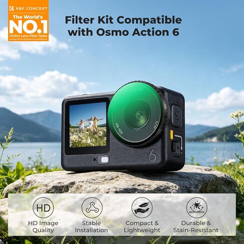 K&F CONCEPT Snap On Filter Kit Compatible with DJI Osmo Action 6, 3 Pack CPL UV ND4-32 Polarizer Light Reduction Protection Filters HD Optical Glass/Multi-Coated, Vlogging Action Camera Accessories in Kuwait