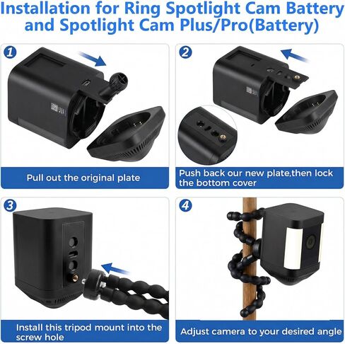 حامل ثلاثي مرن للكاميرا لكاميرا Ring Spotlight Cam Plus/Pro (البطارية)، كاميرا Ring Stick Up Cam (البطارية)، ملتوي وآمن، دعامة تثبيت كاميرا أمان قابلة للتعديل بدون حفر، أسود in Kuwait