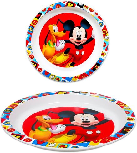 Disney Dinnerware Set for Kids - 3 Pc Kitchen Accessories Bundle with Stitch, Mickey Mouse, Minnie Mouse Plates Plus Stickers, More | Disney Plates for Kids, Toddlers, Boys, Girls in Kuwait