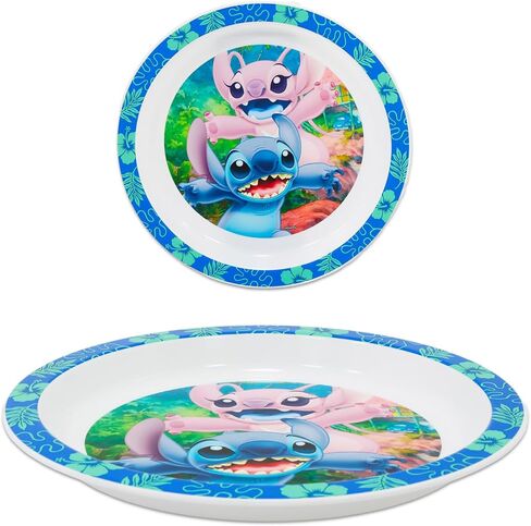 Disney Dinnerware Set for Kids - 3 Pc Kitchen Accessories Bundle with Stitch, Mickey Mouse, Minnie Mouse Plates Plus Stickers, More | Disney Plates for Kids, Toddlers, Boys, Girls in Kuwait