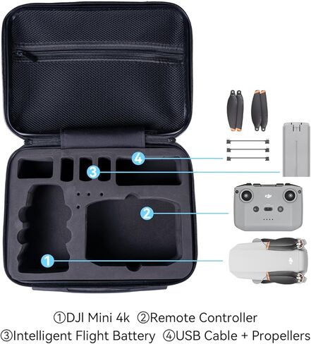 حقيبة حمل لطائرة DJI Mini 4K / Mini 2 SE بدون طيار، حقيبة سفر ذات هيكل صلب ABS، حقيبة تخزين واقية متوافقة مع وحدة التحكم عن بعد RC-N1C (لا تطير أكثر كومبو) in Kuwait
