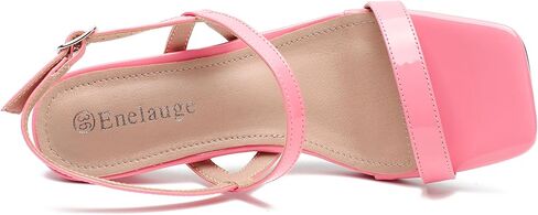 Enelauge Women's Strappy Sandals Square Open Toe Kitten Heels Ankle Strap Slingback Summer Dressy Wedding Party Bridal Shoes in Saudi Arabia