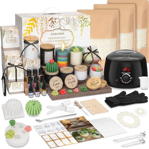 ZEROMX Candle Making Kit for Adults Beginners – 161PCS 1200g Wax DIY Candle Making Kit with Electric Wax Melter Pot, Candle Making Supplies for Make Your Own Candle Kit, Craft Kits for Adults in Saudi Arabia