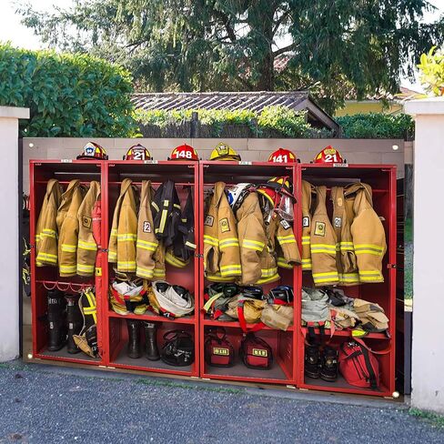 Firefighter Locker Room Backdrop Fire Station Interior Suits Equipments Photography Background Fireman Firefighters Theme Decor Banner Portrait Photo Booth Studio Props 7x5ft FU0118YL in Saudi Arabia