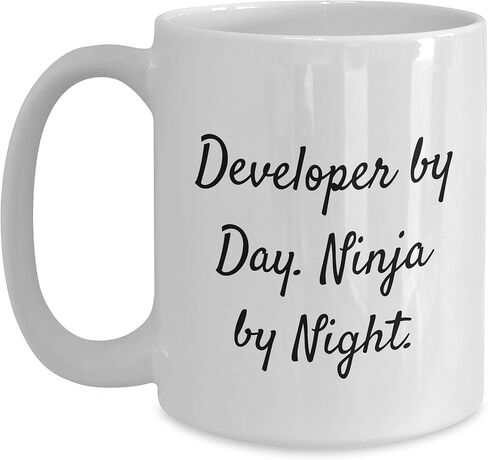 Developer By Day, Ninja By Night Gifts for Friends - Funny White Coffee Mug for Christmas in Kuwait