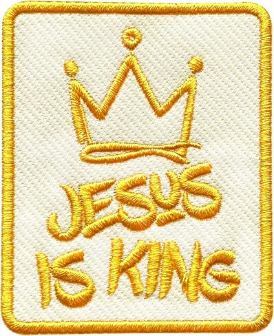 Jesus is King Embroidered Patch Religious Christian Embroidery Patches Scripture Bible Verse Sew On Iron On God Faith Patch for Clothes Jackets Backpacks Hats Gifts for Men Women 3x2.4 Inches in Saudi Arabia