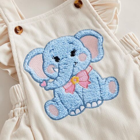 Baby Girl Spring Outfit Elephant Embroidery Sleeveless Romper Bow Headband 2 Piece Set in Saudi Arabia