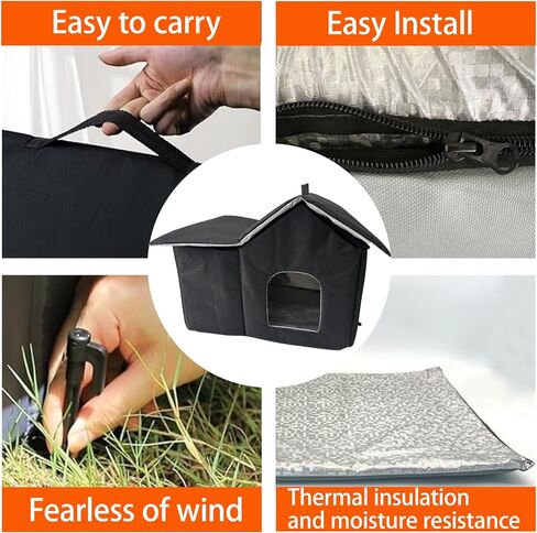 Weatherproof Insulated Outdoor Cat Shelter,Leak-Proof Base, Effortless Assembly, Cozy Haven for Stray/Outdoor Cats in Saudi Arabia