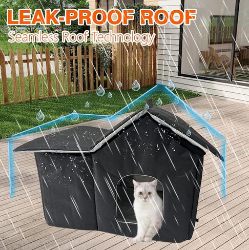 Weatherproof Insulated Outdoor Cat Shelter,Leak-Proof Base, Effortless Assembly, Cozy Haven for Stray/Outdoor Cats in Saudi Arabia