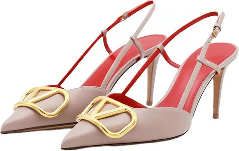 حذاء نسائي بكعب Slingback بكعب عالٍ وكعب عالٍ مغلق بمقدمة مدببة فستان الزفاف حذاء سهل الارتداء للحفلات الراقصة مقاس 3.15 بوصة in Kuwait
