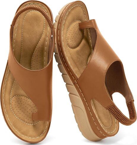 Aomigoct Womens Comfortable Wedge Sandals: Cushioned & Soft PU Leather for Daily Outings - Lightweight & Non-Slip Sole for Confidence in City Walking - Summer Style Seekers in Saudi Arabia