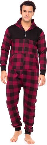 Men One Piece Non Footed Printed Pajamas, Adult Onesie with Hood Unisex Playsuit in Kuwait