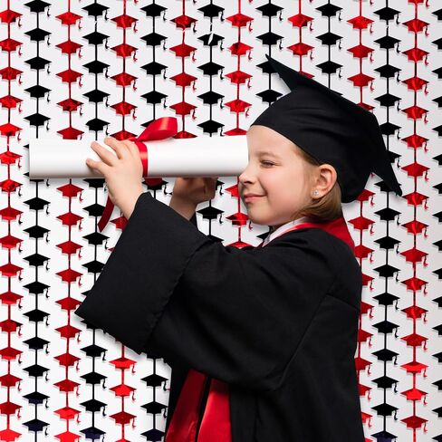Mega-L Red and Black Graduation Decorations 2026, 2 Pack Foil Fringe Curtain 3.3x6.6 ft Metallic Tinsel Backdrop Streamers, Red Congrats Grad Photobooth Props Class of 2026 Party Decors Supplies in Kuwait