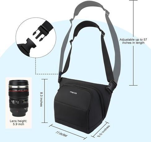 حقيبة كاميرا MOSISO، حقيبة كاميرا للمصورين، حقائب كتف مزدوجة الطبقات للكاميرات DSLR/SLR/كاميرات بدون مرآة، محفظة كاميرا مبطنة مقاومة للماء لكاميرات Canon/Nikon/Sony، سوداء in Kuwait