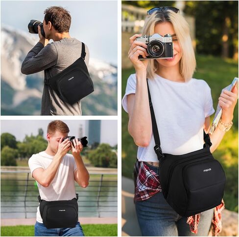 حقيبة كاميرا MOSISO، حقيبة كاميرا للمصورين، حقائب كتف مزدوجة الطبقات للكاميرات DSLR/SLR/كاميرات بدون مرآة، محفظة كاميرا مبطنة مقاومة للماء لكاميرات Canon/Nikon/Sony، سوداء in Kuwait