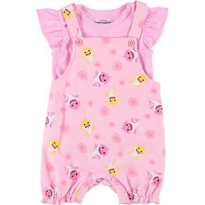 Baby Shark Baby Girls Newborn Infant Baby Yoda Shortall Romper and T-Shirt Set in Kuwait