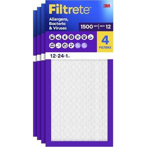 Filtrete 12x12x1 Air Filter, MPR 1500, MERV 12, Healthy Living Ultra-Allergen 3-Month Pleated 1-Inch Air Filters, 4 Filters in Saudi Arabia