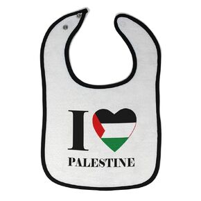 Toddler & Baby Bibs Burp Cloths Heart Love I Love Palestine Cotton Baby Items for Baby Girl & Boy White Black Design Only in Kuwait