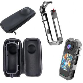 Metal Cage + PU Case Compatible with Insta360 X4 – Magnetic Quick-Release, Cold Shoe, Full Protection Kit in Kuwait