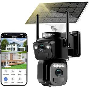 كاميرات BEENOCAM 4K مزدوجة العدسات تعمل بالطاقة الشمسية، لاسلكية في الهواء الطلق، 5G/2.4G WiFi 355 درجة عموم/إمالة لأمن المنزل مع رؤية ليلية ملونة 8 ميجابكسل، كشف حركة PIR، تتبع تلقائي in Kuwait