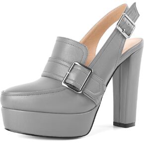حذاء بدون كعب نسائي عالي الكعب حذاء بكعب دائري وكعب مكتنز حذاء أنيق مريح بكعب Slingback 4.8 بوصة in Kuwait