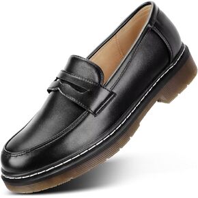 Loafers for Women Leather Chunky Platform Penny Shoes Classic Round Toe Comfortable Slip-On Dressy Fashion Driving Ladies Shoes in Saudi Arabia