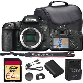 Canon EOS 7D Mark II DSLR Camera Bundle | 20.2MP APS-C Sensor, Dual DIGIC 6, 65-Point All Cross-Type AF & 10 fps Continuous Shooting | Great for Sports & Wildlife (9128B002) + 64GB Card + Camera Bag in Kuwait