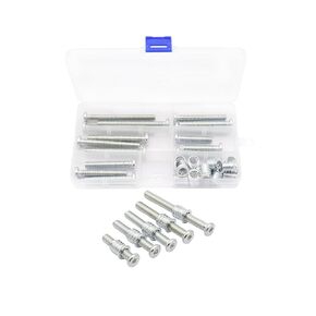 LBY 15 Sets 5/16×15mm Threaded Inserts Nuts and Bolt Assortment kit, Hex Socket Drive Furniture Flanged Screw-in Nut(with Bolt), 5 Sizes, Carbon Steel (Zinc Plated), Yellow in Saudi Arabia