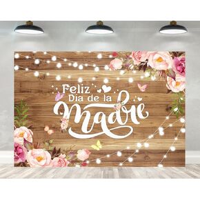 Ticuenicoa 7x5ft Feliz Dia de la Madre خلفية للتصوير الفوتوغرافي الإسبانية عيد الأم السعيدة راية الزهور الخلفية الخشبية لديكورات عيد الأم ودعائم استوديو الصور للحفلات in Kuwait