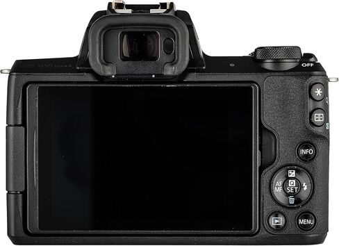 Canon EOS M50 Mirrorless Digital Camera with 15-45mm Lens (White) (2681C011) + 64GB Memory Card + Case + Photo Software + 2 x LPE12 Battery + Charger + Card Reader + LED Light + More in Kuwait