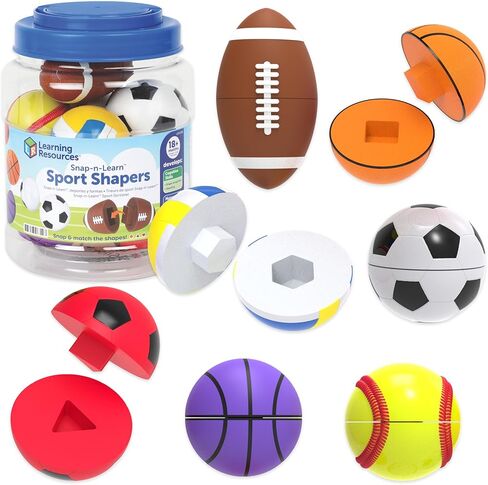 مصادر التعلم Snap-n-Learn Sports Shapers - ألعاب المهارات الحركية الدقيقة للأطفال الصغار، لعبة مطابقة ما قبل المدرسة، مهارات الفرز والتعرف على الألوان، سلة حسية، هدايا عيد ميلاد للبنين والبنات in Kuwait